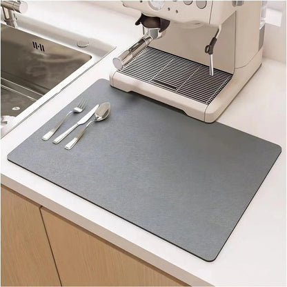 Dish Drying Mat with Porous Absorbent Core and Nonabrasive Surface, 13x9 Inches