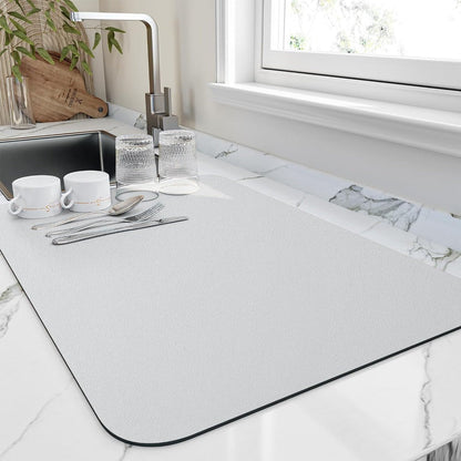 Dish Drying Mat with Porous Absorbent Core and Nonabrasive Surface, 13x9 Inches