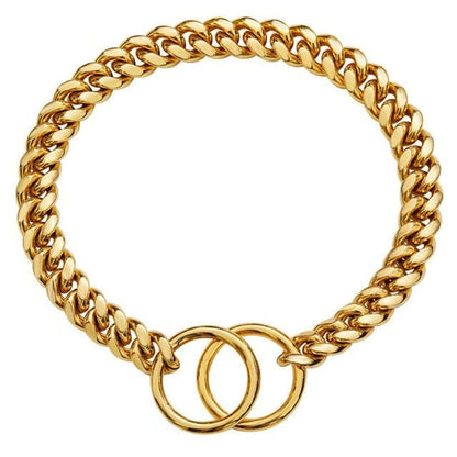 Stainless Steel Dog Chain Collar with Secure Lock and Polished Edges, Adjustable 10-28in