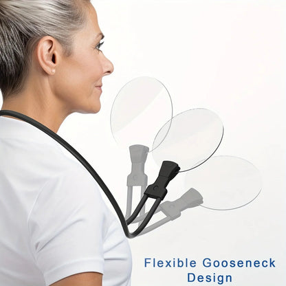 Hands-Free Magnifier with 5x Optical Lens and Flexible Gooseneck, Neck Strap Mount
