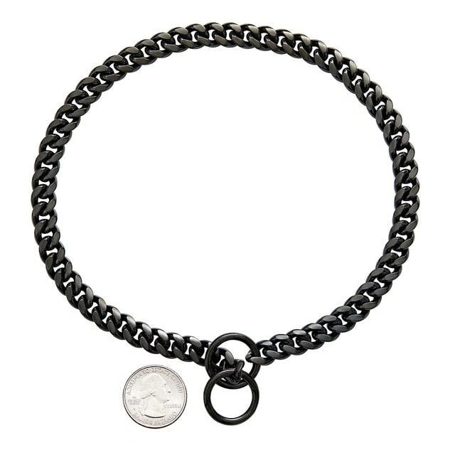 Stainless Steel Dog Chain Collar with Secure Lock and Polished Edges, Adjustable 10-28in