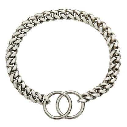 Stainless Steel Dog Chain Collar with Secure Lock and Polished Edges, Adjustable 10-28in