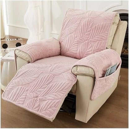 Recliner Slipcover with Non-Slip Backing and Stretch Fit, Microfiber Leaf Pattern