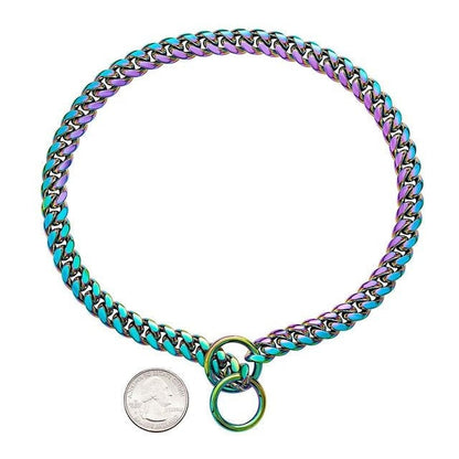 Stainless Steel Dog Chain Collar with Secure Lock and Polished Edges, Adjustable 10-28in