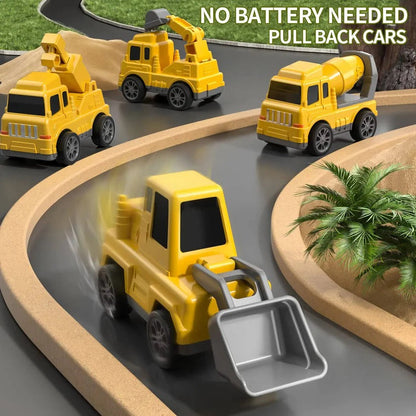 Construction Truck Toy Set With Carrier And Ramp, 5-Piece Playset