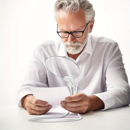 Hands-Free Magnifier with 5x Optical Lens and Flexible Gooseneck, Neck Strap Mount
