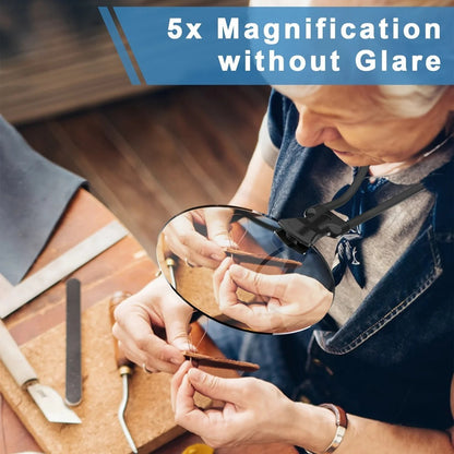 Hands-Free Magnifier with 5x Optical Lens and Flexible Gooseneck, Neck Strap Mount