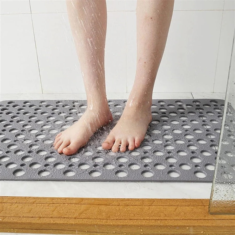 Shower Safety Mat with Suction Cups and Raised Traction Bumps, Mildew Resistant