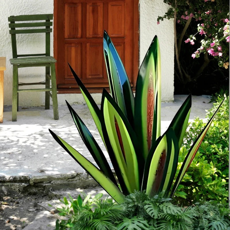 Metal Agave Plant Sculpture Decorative Accent For Indoor Outdoor Use