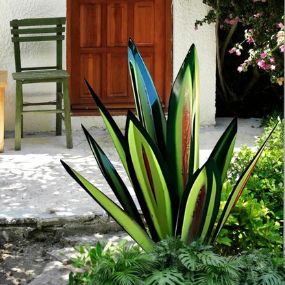 Metal Agave Plant Sculpture Decorative Accent For Indoor Outdoor Use