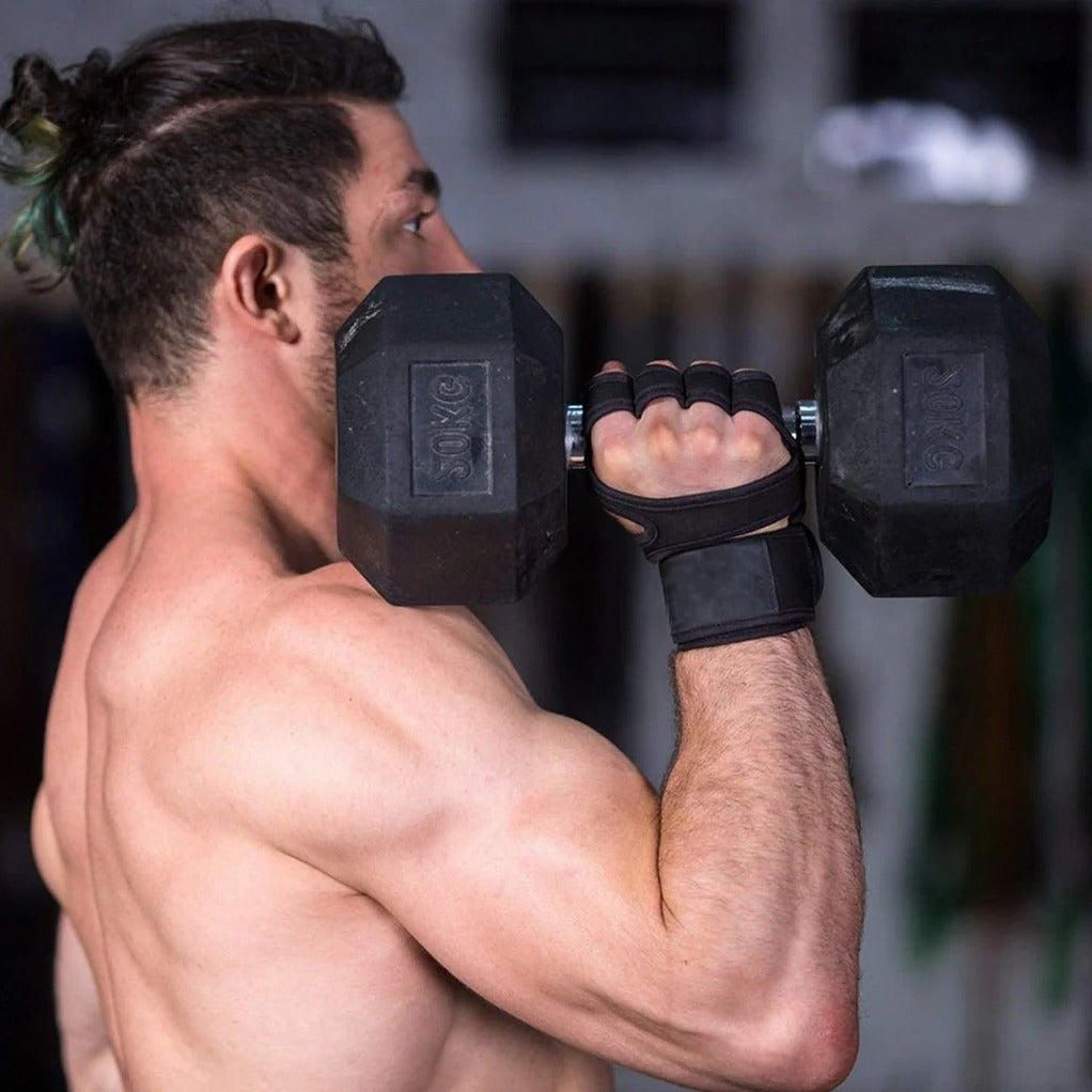 Weightlifting Gloves with Open Back and Cushioned Palm, Adjustable Wrist Strap