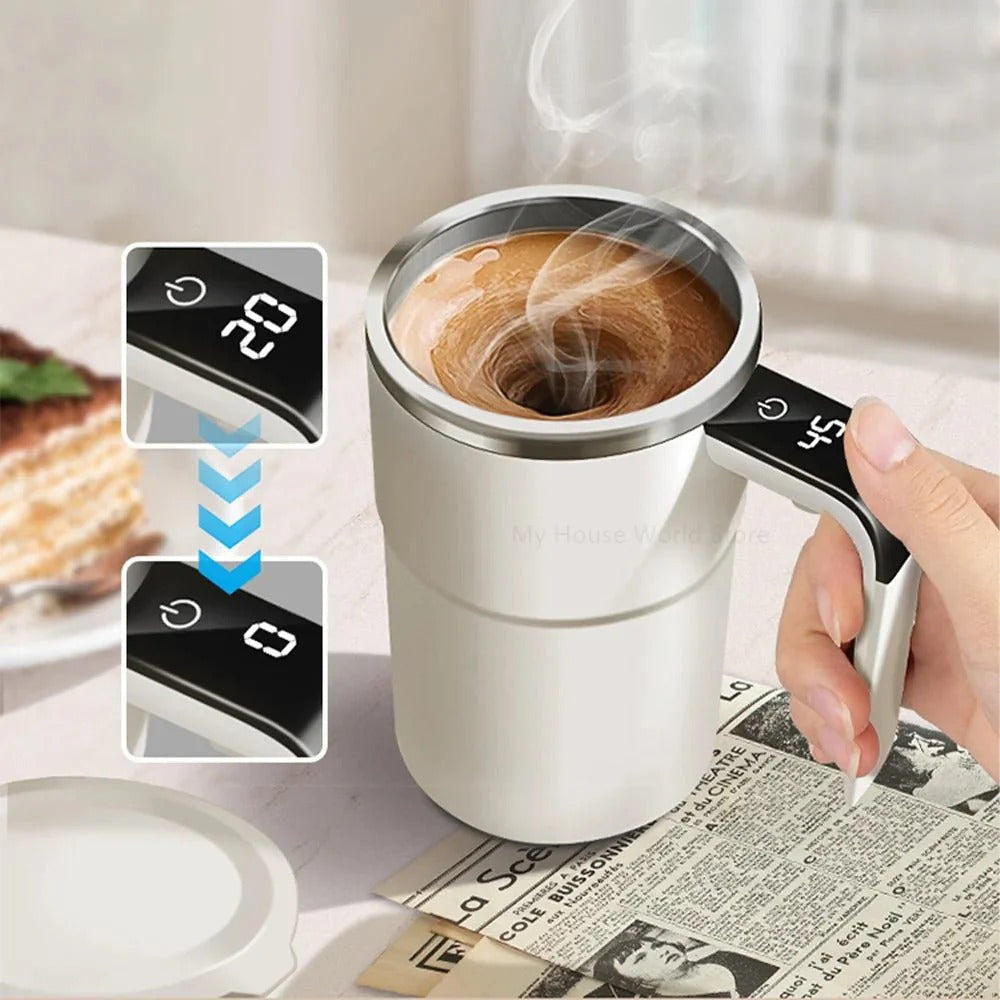 Self Stirring Mug with LED Temp Display and Rechargeable Battery, 20-Second Stop
