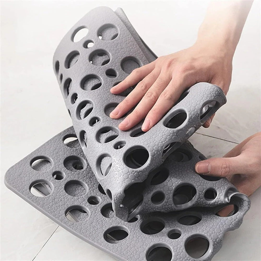 Shower Safety Mat with Suction Cups and Raised Traction Bumps, Mildew Resistant