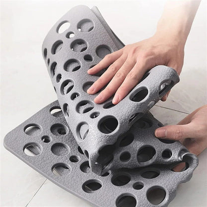 Shower Safety Mat with Suction Cups and Raised Traction Bumps, Mildew Resistant