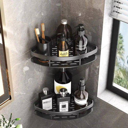 Corner Shower Caddy with No-Drill Adhesive and Removable Hook, Rust-Resistant Aluminum