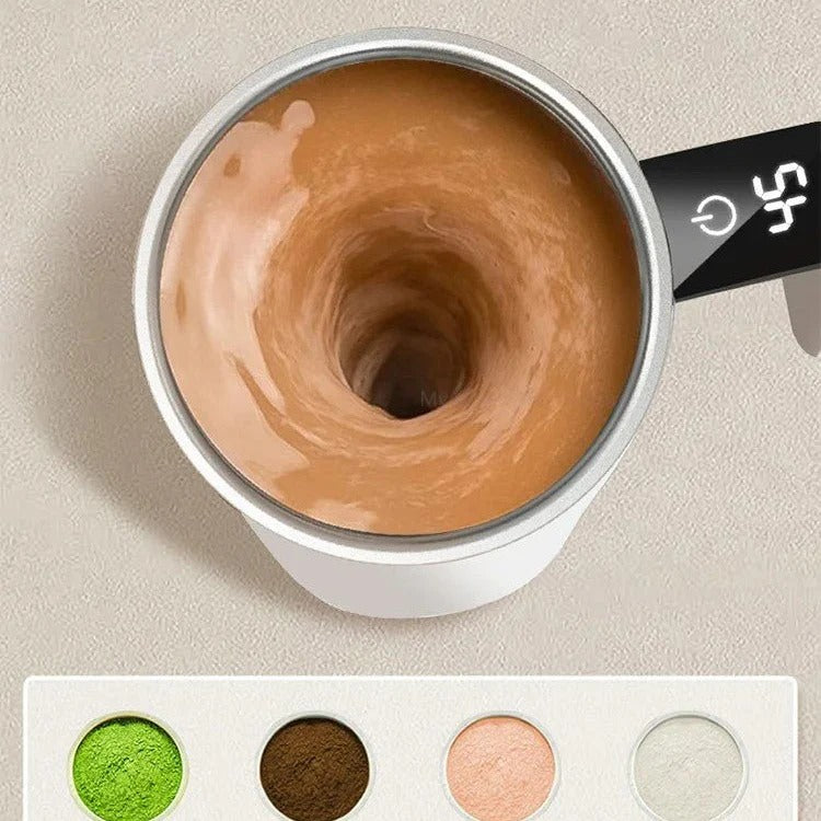 Self Stirring Mug with LED Temp Display and Rechargeable Battery, 20-Second Stop
