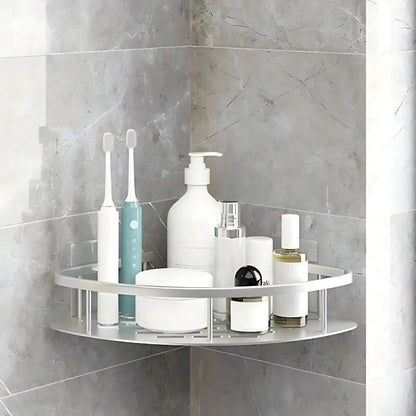 Corner Shower Caddy with No-Drill Adhesive and Removable Hook, Rust-Resistant Aluminum