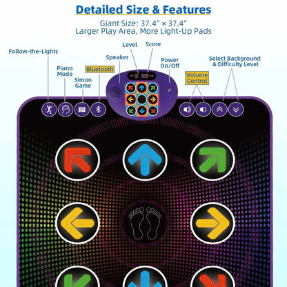 Dance Mat Bluetooth Light Up Electronic Music Game Pad For Kids