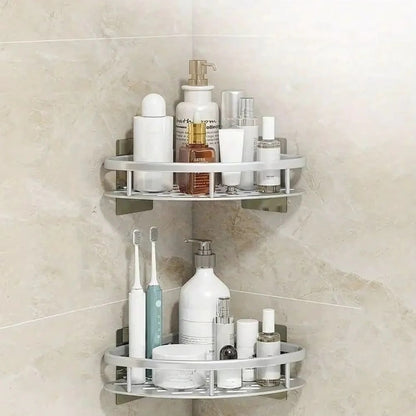 Corner Shower Caddy with No-Drill Adhesive and Removable Hook, Rust-Resistant Aluminum