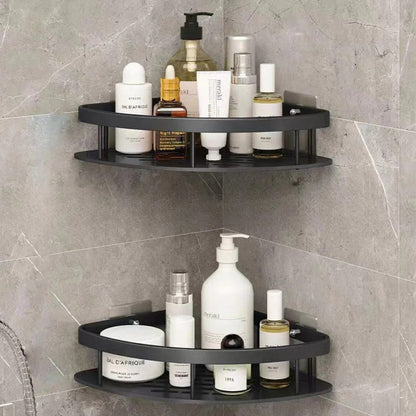 Corner Shower Caddy with No-Drill Adhesive and Removable Hook, Rust-Resistant Aluminum