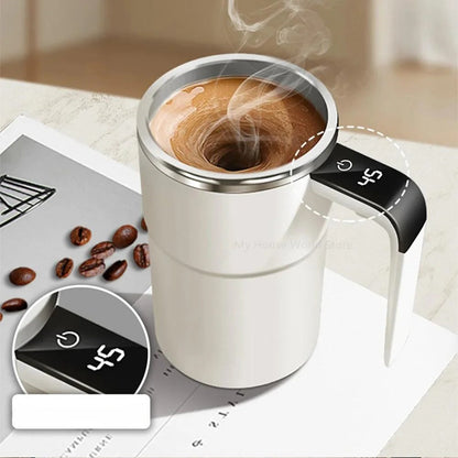 Self Stirring Mug with LED Temp Display and Rechargeable Battery, 20-Second Stop