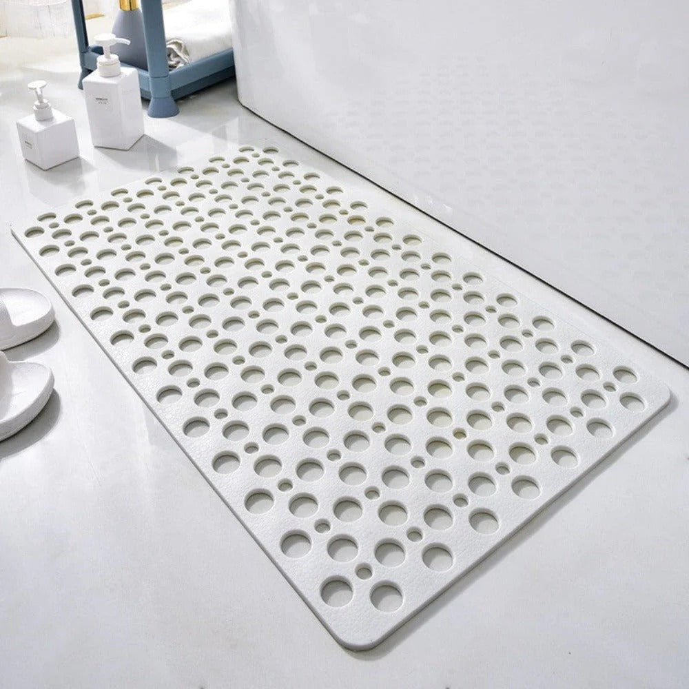 Shower Safety Mat with Suction Cups and Raised Traction Bumps, Mildew Resistant