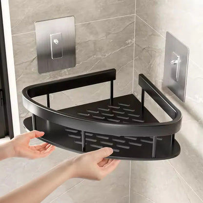 Corner Shower Caddy with No-Drill Adhesive and Removable Hook, Rust-Resistant Aluminum