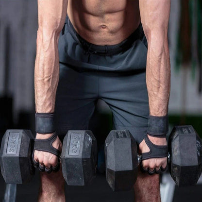 Weightlifting Gloves with Open Back and Cushioned Palm, Adjustable Wrist Strap