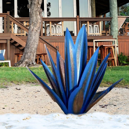 Metal Agave Plant Sculpture Decorative Accent For Indoor Outdoor Use