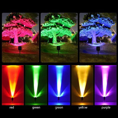 Solar LED Spot Light Adjustable Multi-Zoom Beam Rechargeable Outdoor Garden Pathway Lighting