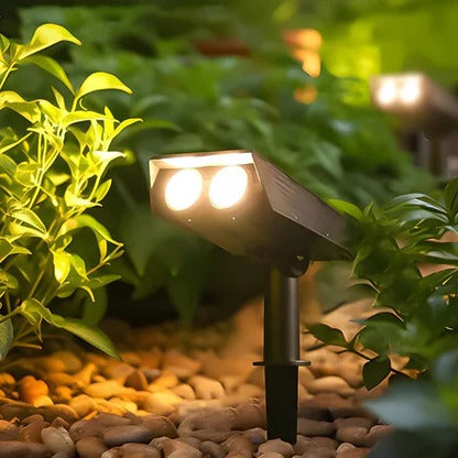 Solar LED Spot Light Adjustable Multi-Zoom Beam Rechargeable Outdoor Garden Pathway Lighting