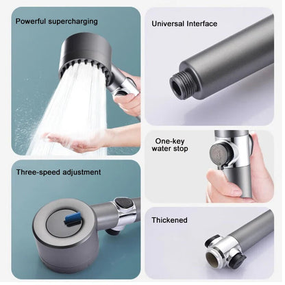 Showerhead High Pressure Handheld Rainfall Adjustable Water-Saving Easy Install