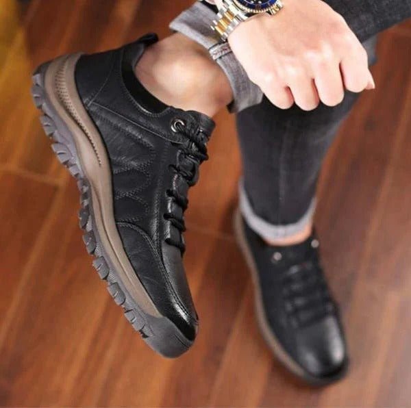 Men's Supportive Leather Shoes With Arch Support And Cushioned Insoles