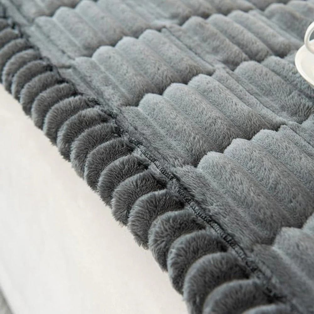 Sofa Cover with Pleated Edge and Plush Padding, Anti-Slip Rubber Backing, Machine Washable