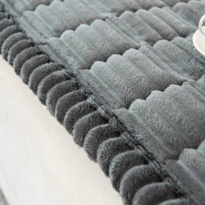 Sofa Cover with Pleated Edge and Plush Padding, Anti-Slip Rubber Backing, Machine Washable