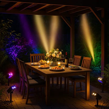 Solar LED Spot Light Adjustable Multi-Zoom Beam Rechargeable Outdoor Garden Pathway Lighting