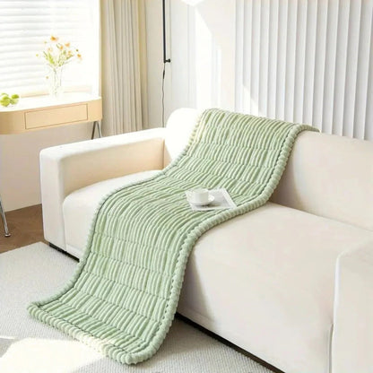 Sofa Cover with Pleated Edge and Plush Padding, Anti-Slip Rubber Backing, Machine Washable