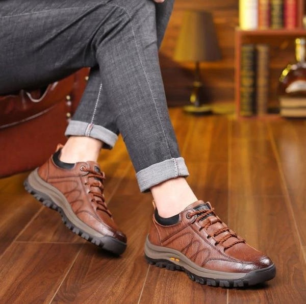 Men's Supportive Leather Shoes With Arch Support And Cushioned Insoles