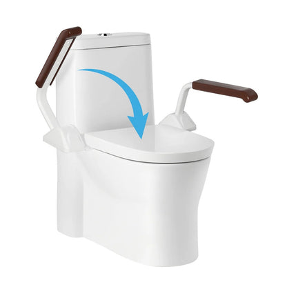 Bathroom Safety Rail with Adjustable Tilt Armrests and Solid Wood Handles, 520 lb Capacity