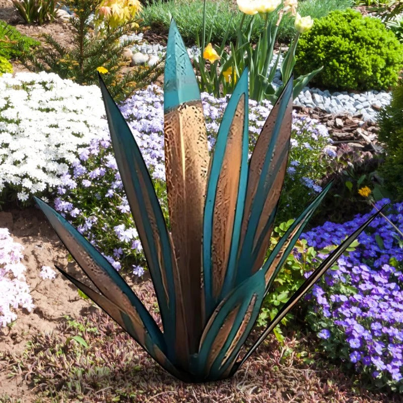 Metal Agave Plant Sculpture Decorative Accent For Indoor Outdoor Use