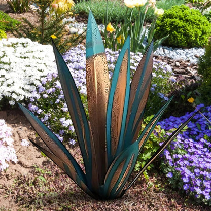 Metal Agave Plant Sculpture Decorative Accent For Indoor Outdoor Use