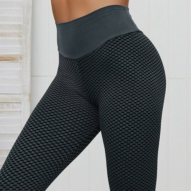 Squat Proof Leggings with High Rise Waist and Contoured Glute Seam, Honeycomb Texture