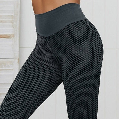 Squat Proof Leggings with High Rise Waist and Contoured Glute Seam, Honeycomb Texture