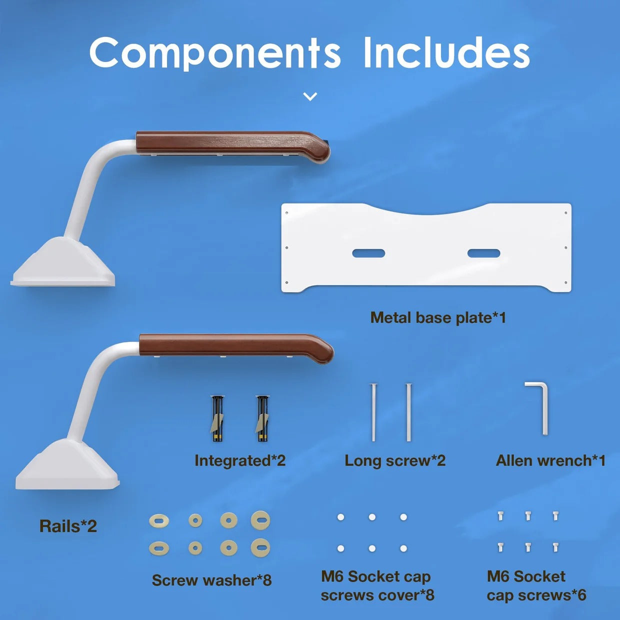 Bathroom Safety Rail with Adjustable Tilt Armrests and Solid Wood Handles, 520 lb Capacity