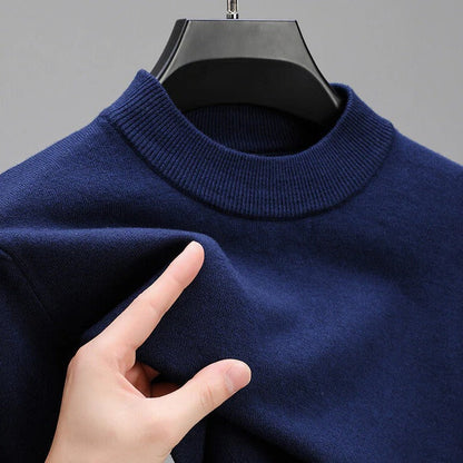Men's Cashmere Sweater With Elegant Hem, Soft Lightweight Classic Fit