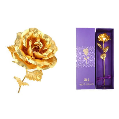 24K Gold Dipped Real Rose With Elegant Gift Box Presentation