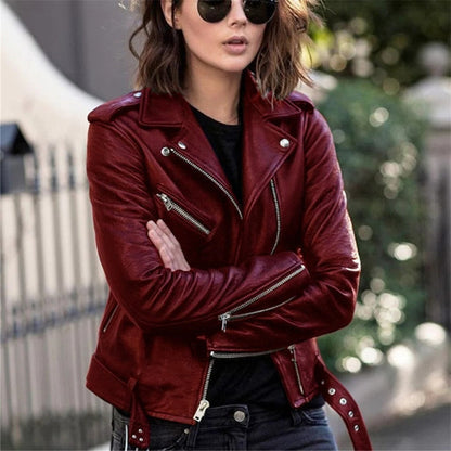 Leather Jacket In Vibrant Colors With High Quality Construction