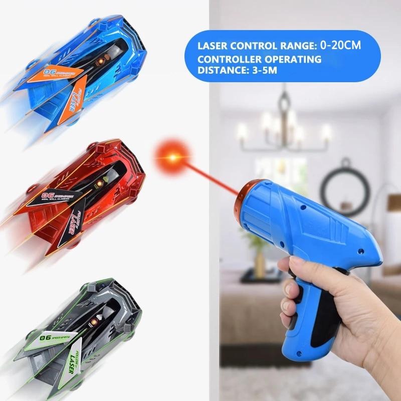 RC Wall Climbing Car with Laser Guidance and LED Headlights, Rechargeable Battery