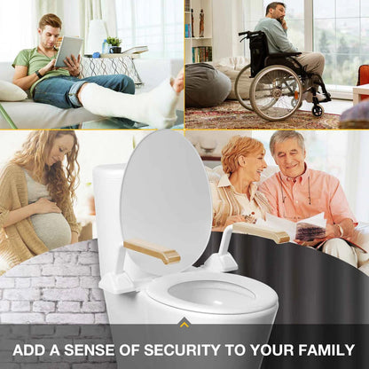 Bathroom Safety Rail with Adjustable Tilt Armrests and Solid Wood Handles, 520 lb Capacity
