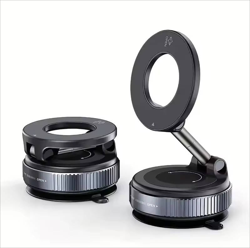 Magnetic Car Phone Mount with Twist Lock Suction and 360 Degree Foldable Arm